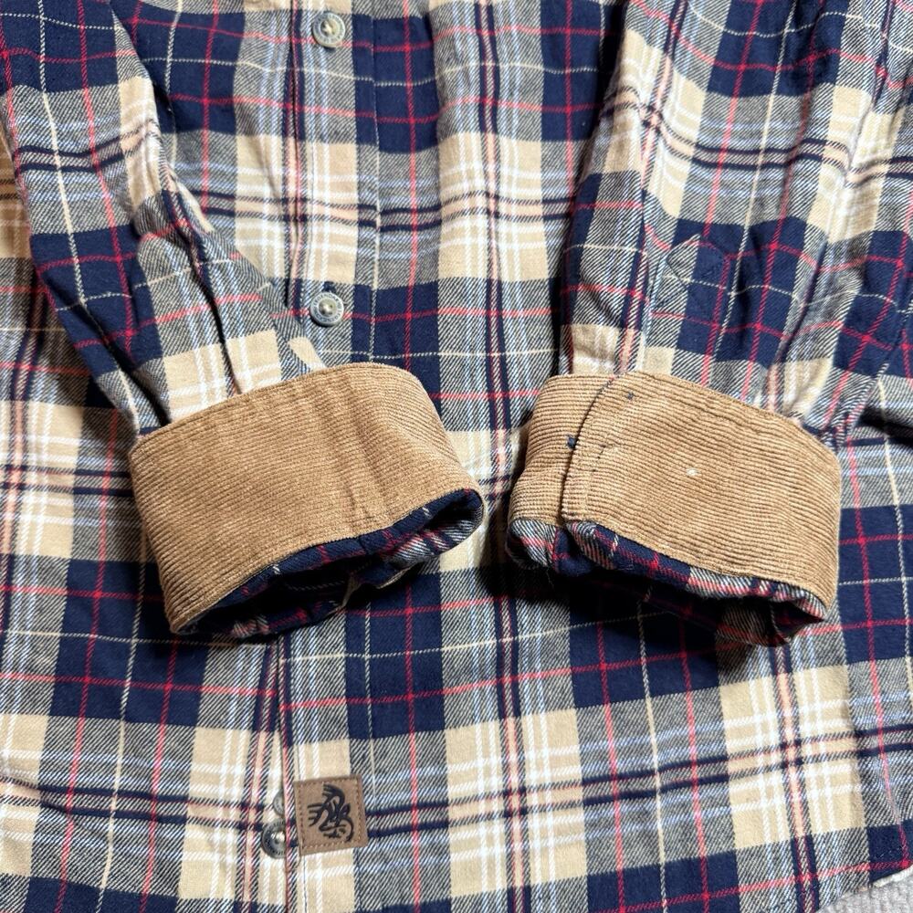 NWT Legendary Whitetails Mens XLT Buck Camp Flannel Shirt Navy Tan Plaid 6464 - Picture 12 of 16